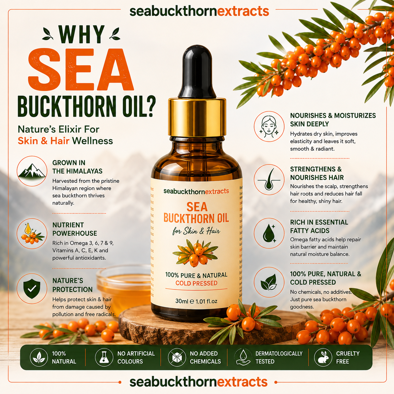 Pure Sea Buckthorn Oil by seabuckthornextracts in premium glass bottle
