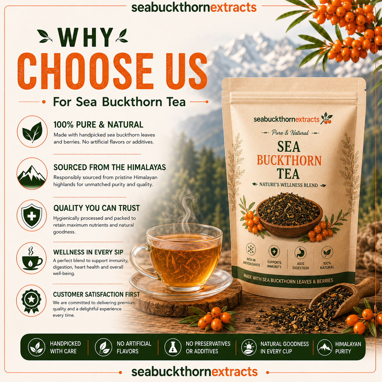 Natural Sea Buckthorn sourced from the pristine Himalayan region
