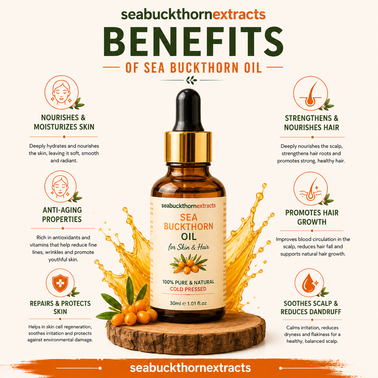 Natural Sea Buckthorn Oil made from premium Himalayan sea buckthorn berries